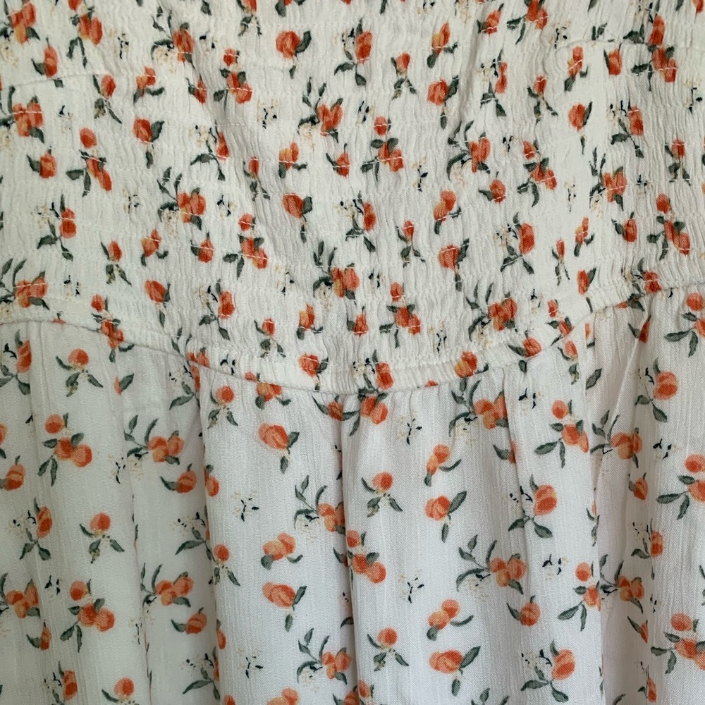 *SOLD* NWT Abercrombie & Fitch Smocked Squareneck Mini Dress, White Peach, MTall - Picture 13 of 15